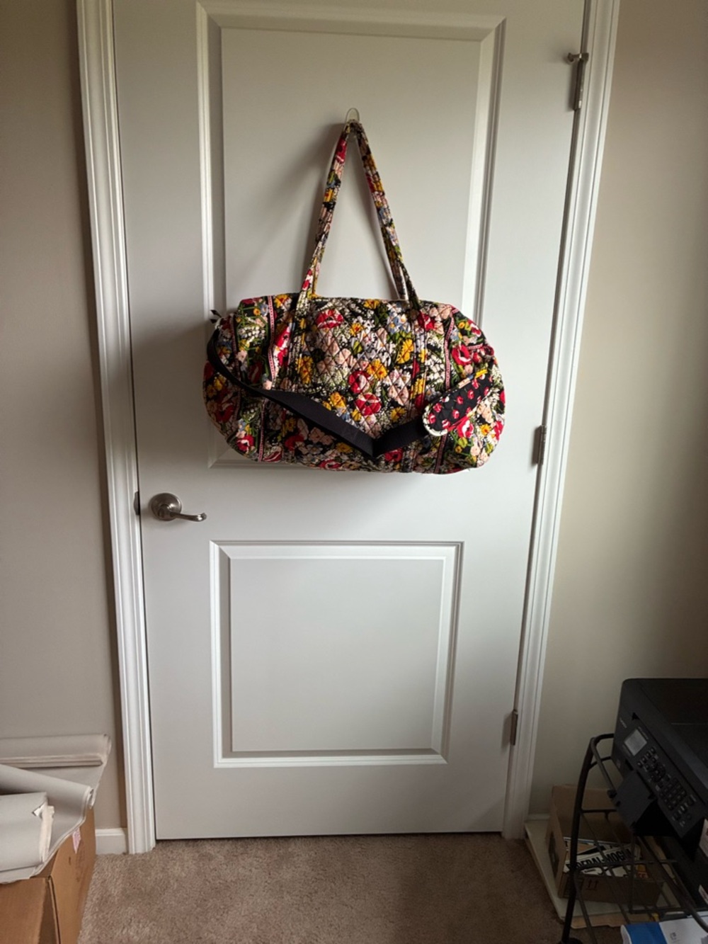 Vera Bradley Quilted Floral Travel Duffel poppy Field design